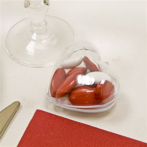 Lot de 60 Coeurs transparents en plastique - 6 x 3,5 x 3,5 cm
