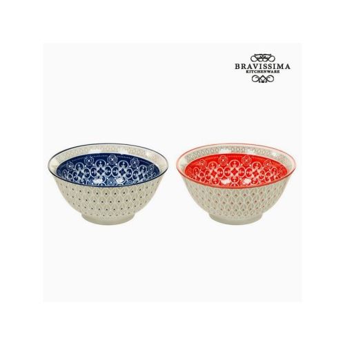 Ensemble de bols porcelaine bleu rouge (2 pcs) - collection queen kitchen by bravissima kitchen