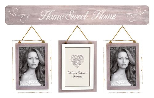 Zep BW560 Corris Cadre photo Multi vues de 3 photos Bois/Verre Gris/Blanc 60 x 36 x 2 cm