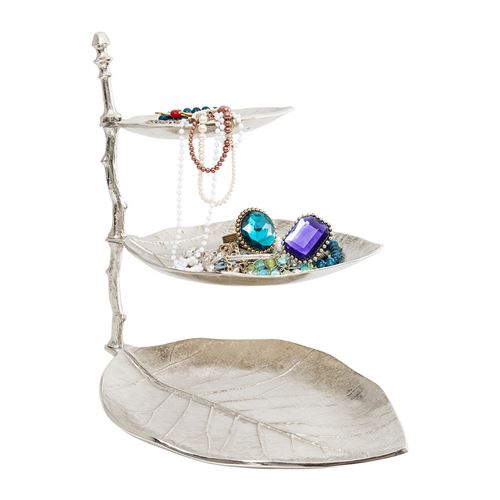 Porte-bijoux feoeilles argentées 45cm Kare Design