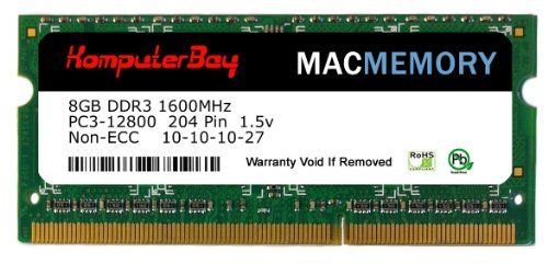 Komputerbay MACMEMORY 8Go PC3-12800 1600MHz SODIMM 204 broches mémoire d'ordinateur portable 10-10-10-27 simple 8Go de bâton pour Apple Mac