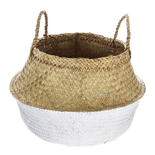 Atmosphera - Panier en osier avec 2 anses - Diam. 43,5 cm - Beige et blanc - Loft