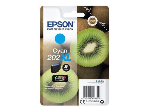 Epson 202XL - 8.5 ml - haute capacité - cyan - original - blister - cartouche d'encre - pour Expression Premium XP-6000, XP-6005, XP-6100, XP-6105