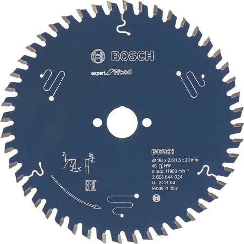 Bosch Accessories Expert For Wood 2608644024 Lame De Scie Circulaire 165 X 20 X 1.6 Mm Nombre De Dents: 48