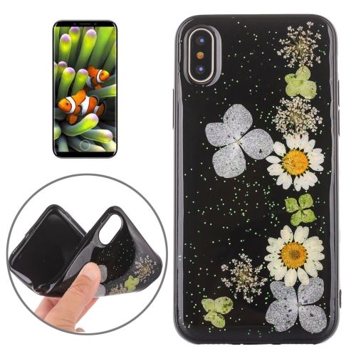 iPhone X Coque Protection TPU Noir Fleurs ALS48333