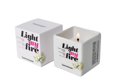 LOVE TO LOVE Light My Fire - Bougie de Massage Tiède & Onctueuse, Parfum de Monoï, 80 ml