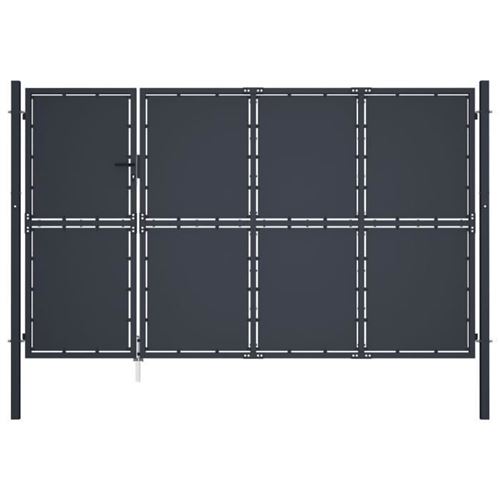 Vidaxl Gris Portail De Jardin - Acier - 350 X 150 Cm - Anthracite - Battant