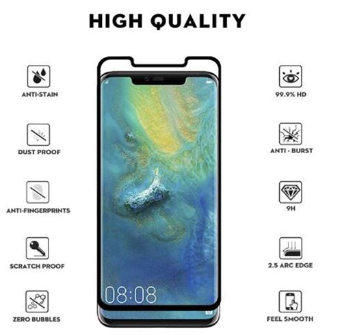 Huawei Mate 20 Pro Verre trempé,Protection écran,arcs de 2,5  D,épaisseur:0,26 mm,dureté 9H, 99% HD,Écran Protecteur pour Huawei