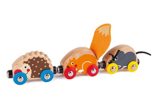Hape train en bois avec des animaux de la forêt