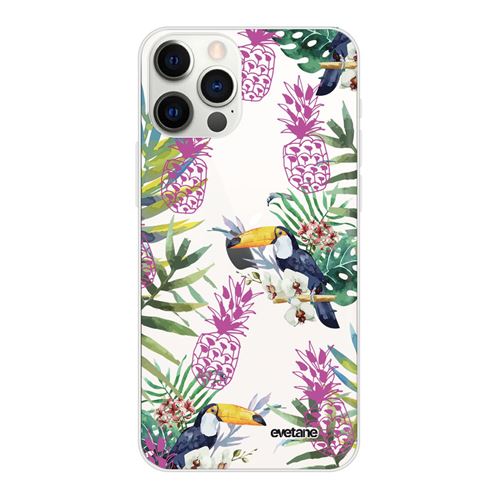 Coque pour iPhone 12/12 Pro souple transparente Jungle Tropicale Motif Ecriture Tendance [Evetane®]