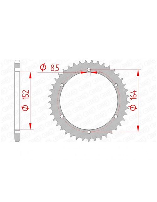Couronne AFAM 40 dents acier standard pas 520 type 12502