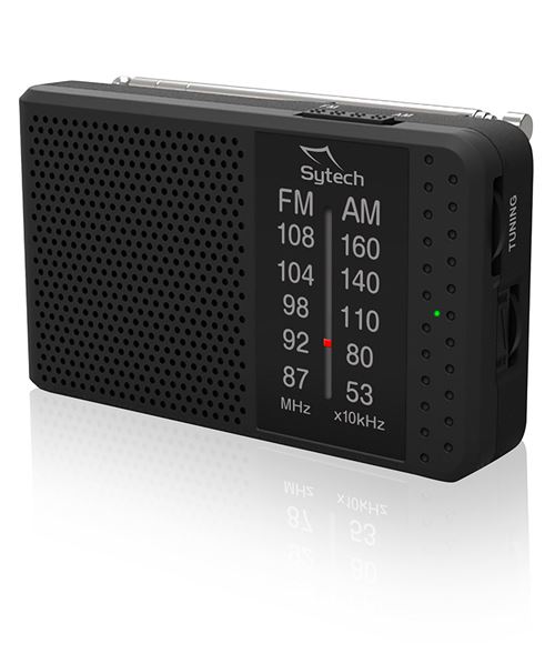 Sytech sy1662ng – Radio de Poche AM/FM, Haut-Parleur et écouteurs Inclus), Noir