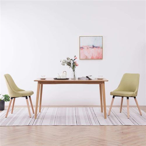 vidaXL Chaises de salle à manger 2 pcs Vert Tissu