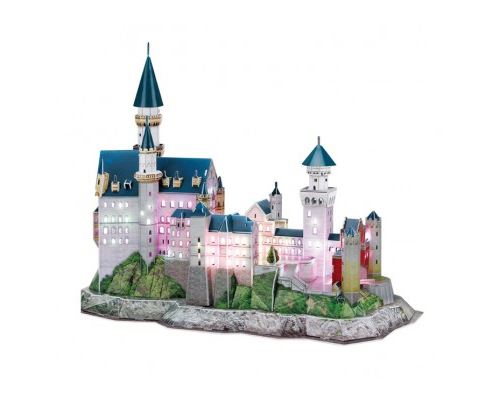 CUBIC FUN Puzzle 128 Pi&egrave;ces : Puzzle 3D avec LED - Ch&acirc;teau de Neuschwanstein - Difficult&eacute; 6/8,  