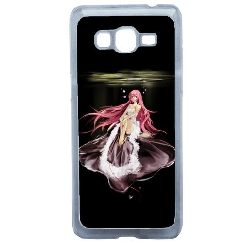 Coque Manga Fille Cheveux Rose Compatible Samsung Grand Prime Transparent