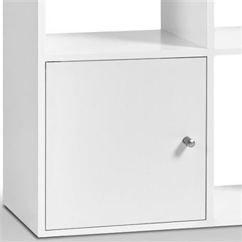 Meuble de rangement cube RUDY 12 cases bois blanc avec portes