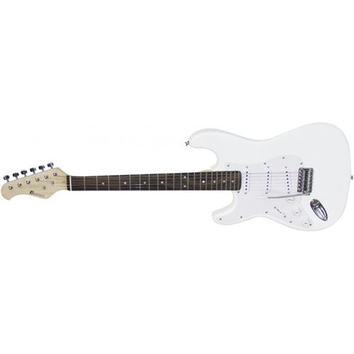 Dimavery ST-203 LH WH guitare électrique blanche pour gaucher