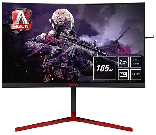 AOC Gaming AG273QCG - AGON Series - LCD-monitor - gebogen - 27 - 2560 x 1440 QHD - 400 cd/m² - 1000:1 - 1 ms - HDMI, DisplayPort - luidsprekers - zwart, rood