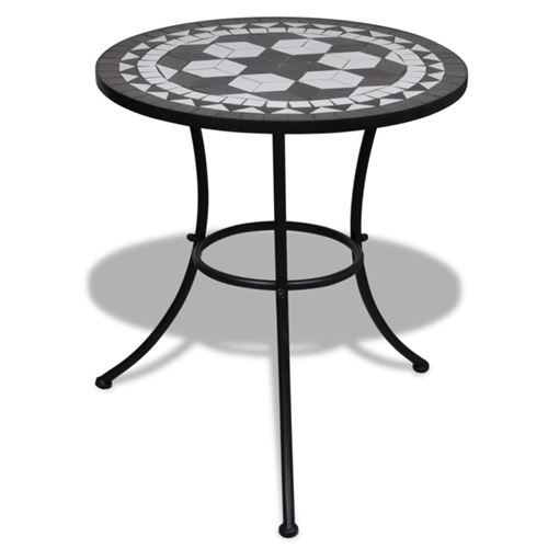 Vidaxl Noir Table De Bistro Et Blanc 60 Cm Mosaïque - Image 1