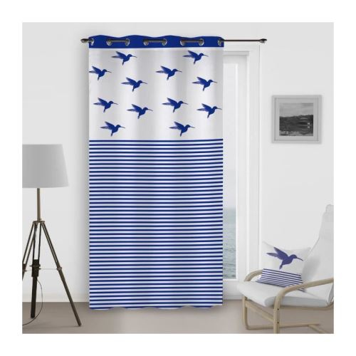 SOLEIL D'OCRE Rideau a oeillets Colibri - 140x260 cm - Bleu