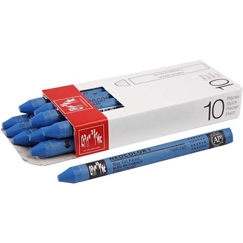 Caran d'Ache cire bleu cobalt 10 cm 10 pièces