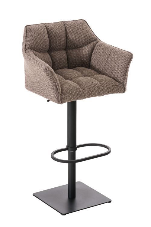CLP - Tabouret de bar Damaso en Tissu marron terre M&eacute;tal noir mat