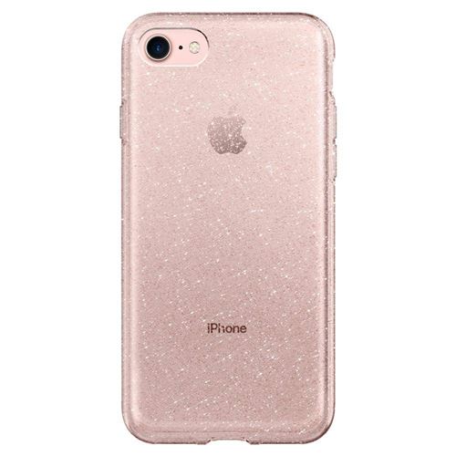 Spigen Liquid Crystal Glitter - Achterzijde behuizing voor mobiele telefoon - thermoplastic polyurethaan (TPU) - rozenkwarts - voor Apple iPhone 7, 8