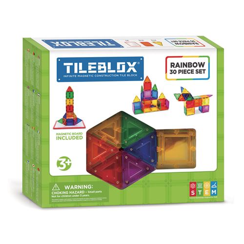 Tileblox Rainbow Set avec plaque, 30dlg.