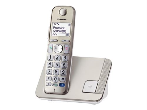 Panasonic KX-TGE210 - Téléphone sans fil avec ID d appelant/appel en instance - DECT\GAP - (conférence) à trois capacité d appel - champagne