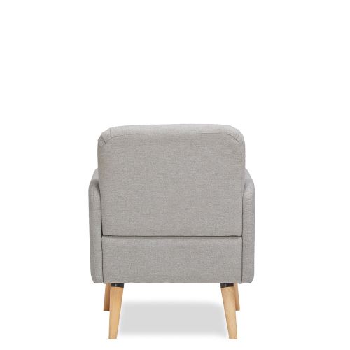 Fauteuil Rétro Design Tissu Et Pieds Bois Clair Brooks Couleur Gris Clair