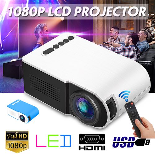 Mini projecteur 3D HD YG210 1081P LED Player Home Cinema stéréo Audio haut-parleur vidéo Blanc Blanc)