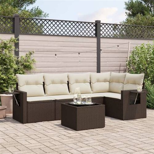 Non Communiqué Marron Salon De Jardin Modulable Vidaxl Rotin 6 Pieces 5 Personnes