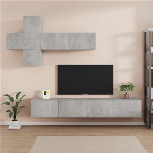 Vidaxl Gris Ensemble Meubles Tv - Béton - Image 3