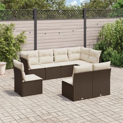 Non Communiqué Marron Salon De Jardin Modulable Vidaxl Rotin 8 Pieces 8 Personnes