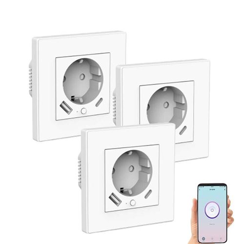 Luminea : 3 prises encastrables connectées avec 2 ports de chargement USB SF-665.UP