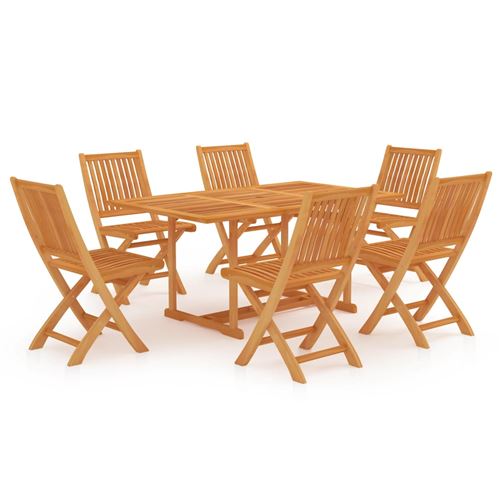 Ensemble de salle à manger de jardin 7 pcs Bois de teck massif 150 x 90 x 75 cm