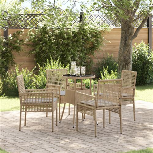 Vidaxl Beige Ensemble De Salle À Manger Pour Jardin 5 Pc Polyrotin - Image 2