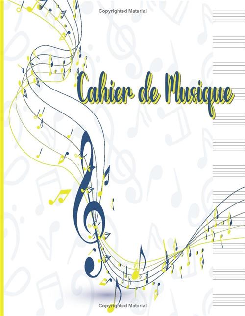 Cahier De Musique Narratik A4 - 110 Pages - Seyès Grands Carreaux & 12 Portées Par Page - Couverture Souple Brillante