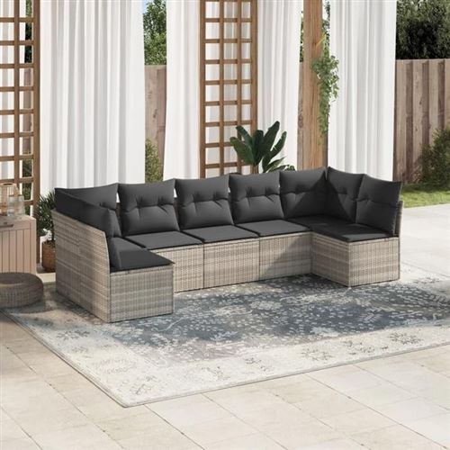 Non Communiqué Or Vidaxl Salon De Jardin Avec Coussins 7 Pcs, Canapés Avec Pieds Réglables, Ensemble De Meubles D'extérieur Patio Terrasse, 3217432
