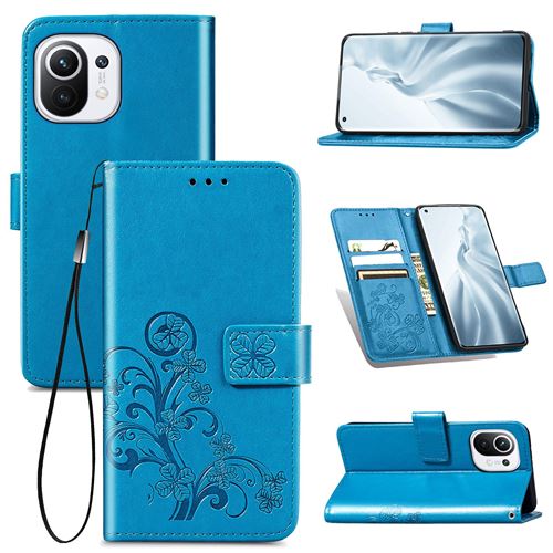 MPFRANCE Housse pour Xiaomi Mi 11 Pro Bleu [Fleur de Lys]