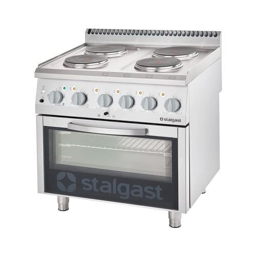 Fourneau Electrique 4 Plaques avec Four Electrique Statique - - - Acier inoxydable 800x700x850mm