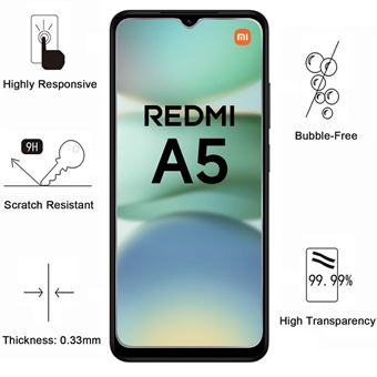 Kit 2 Protections écran En Verre Trempé Pour Xiaomi Redmi 5 / 5A / 5 Plus / Mi 6 / 6X - Antichoc, Transparent