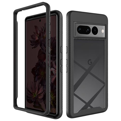 Coque pour Google Pixel 7 Pro Antichoc Dos Rigide Transparent + Contour Silicone Avizar Noir