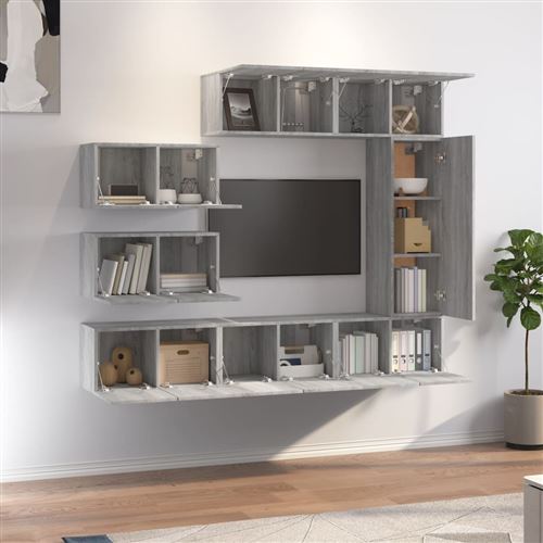 Vidaxl Gris Ensemble De Meubles Tv 8 Pcs Sonoma Bois D'ingénierie - Image 2