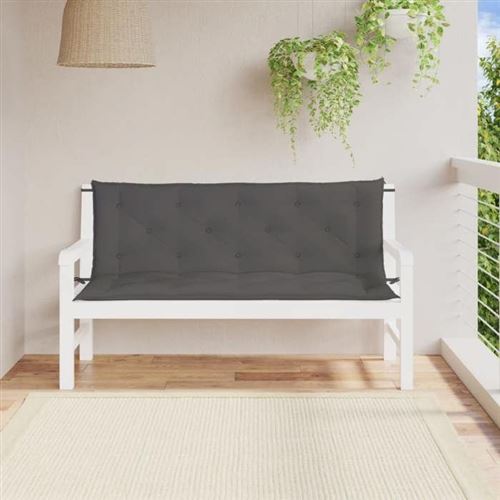Vidaxl Coussins De Banc De Jardin Lot De 2 - Anthracite - Image 3