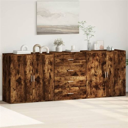 Non Communiqué Marron Buffets 3 Pcs Chêne Fumé Bois D Ingénierie