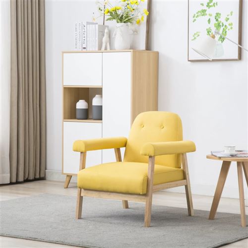 vidaXL Fauteuil Jaune Tissu