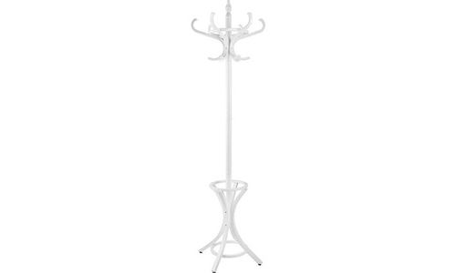 Headbourne hr8130x portemanteau traditionnel sur pied avec anneau porte parapluies et accroche chapeaux en bois massif, blanc