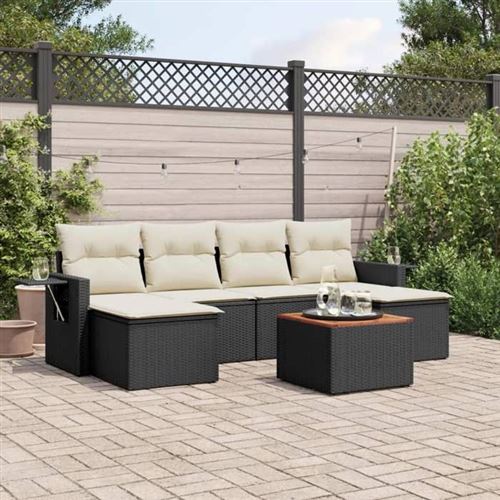 Set Divani Da Giardino Con Cuscini 7pz Nero Polyrattan - Vidaxl