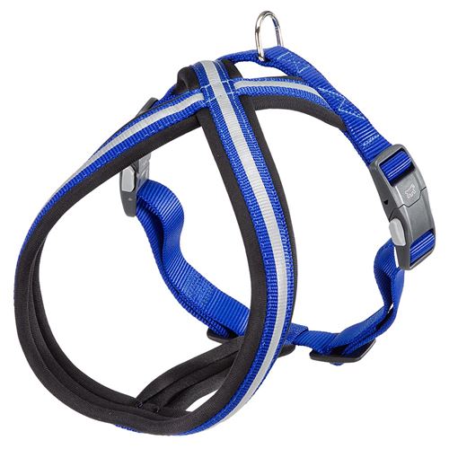 Ferplast Harnais pour Chiens Taille Moyenne à Petite DAYTONA CROSS S-M, Réfléchissant, avec Boucle Magnétique Bleu
